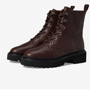 Madewell NG667 The Rayna Lace-Up Boot in Leather Sz 10 Dark Cabernet NIB